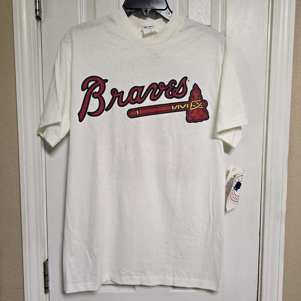 Vintage Atlanta Braves John Smoltz #29 Single Stitch Majestic USA T-Shirt NWT M